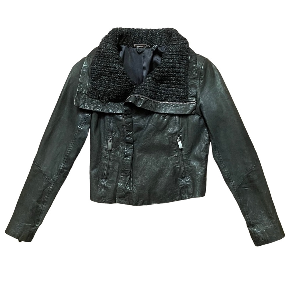 Line gunmetal olive lamb skin biker jacket size XS